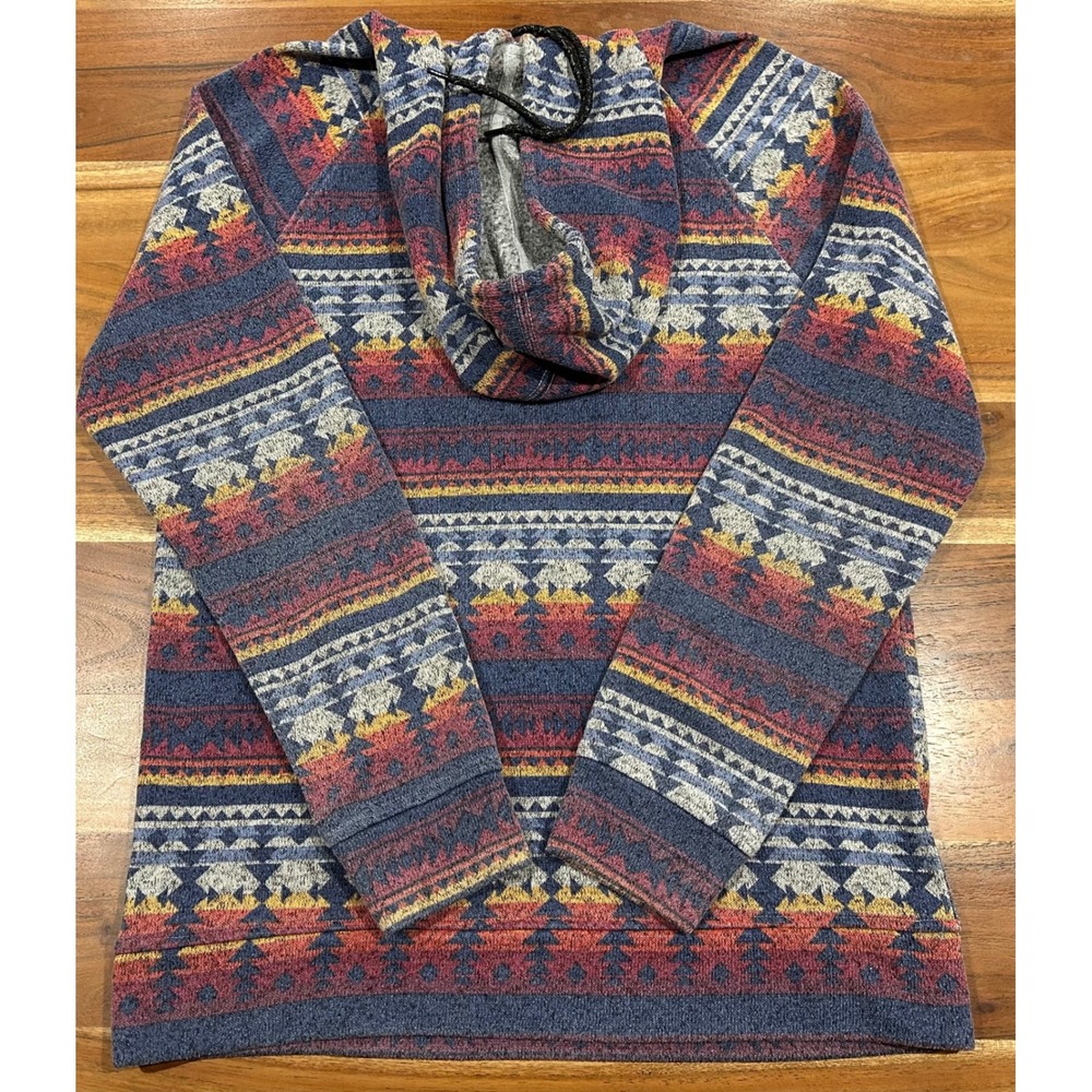 Brooklyn Cloth Mens Southwestern Buffalo Geometric Print Hoodie Blue Red Medium - Picture 7 of 7